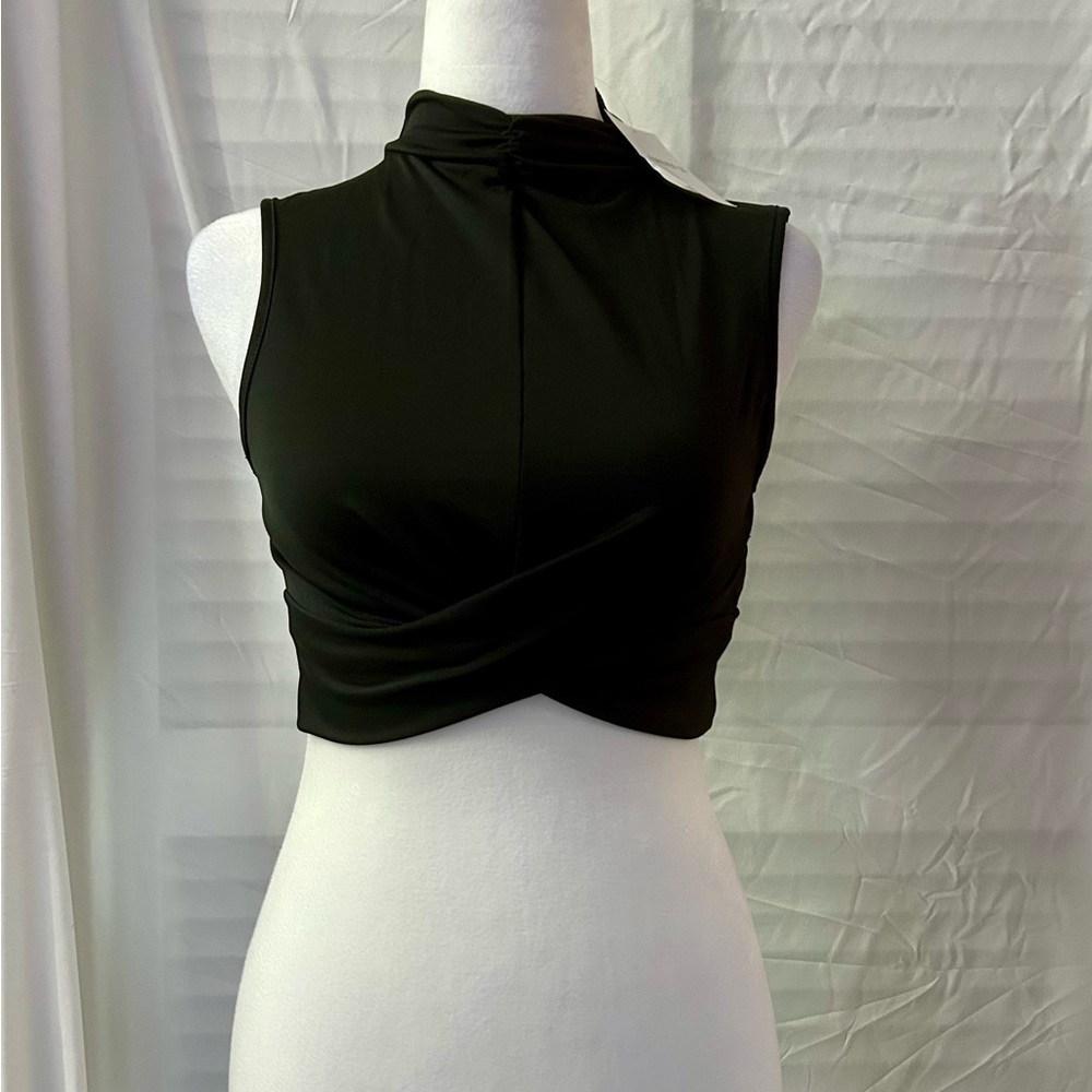 NWT Forever 21 Black Cinched Sleeveless Crop Top